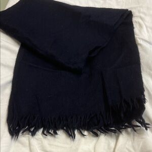 Dark Blue Fringed Winter Scarf